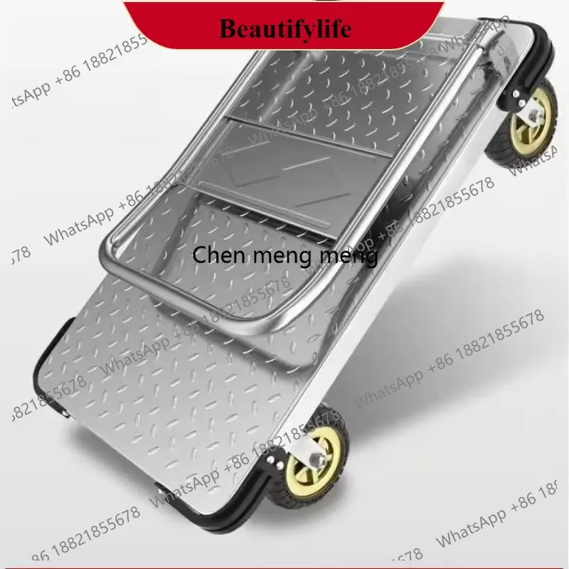 

z189 Quiet Folding Steel Cart 5 6 Inch Non Marking Wheels Light Push Pull Handle For Home Garage Grocery Shopping Apartment Use