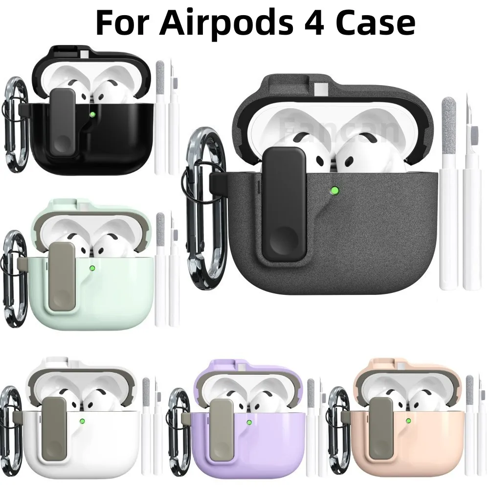 

Switch Lock Case for Apple Airpods 4 with Cleaning Kit Keychain Wireless Bluetooth Earphone Case Accessories For Airpods 4 Cover