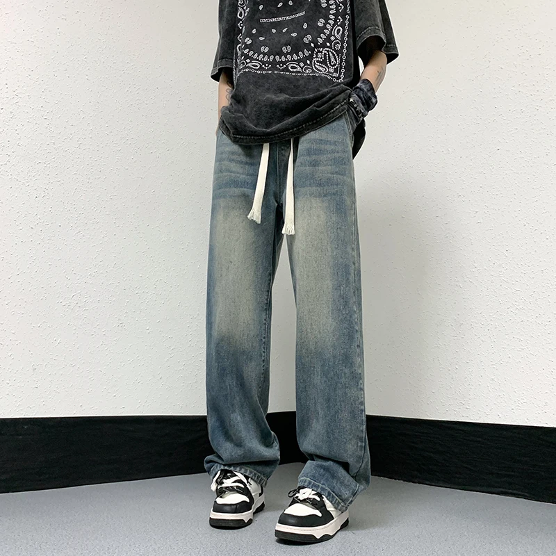 

Jeans for Men Wide Leg Jeans Hip Hop Denim Trousers Male Vintage Japanese Streetwear Vintage Denim Trousers Pantalon Homme