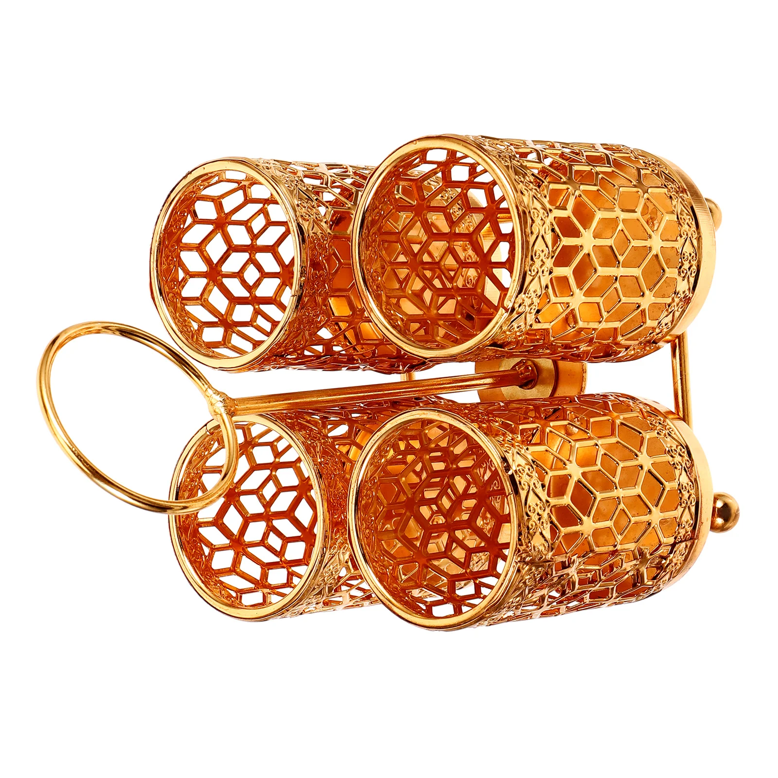 

Multi Tube Drain Rack 2 Cylinder Golden Rotating Kitchen Utensil Holder Silverware Organizer Chopstick Basket Drying Stand