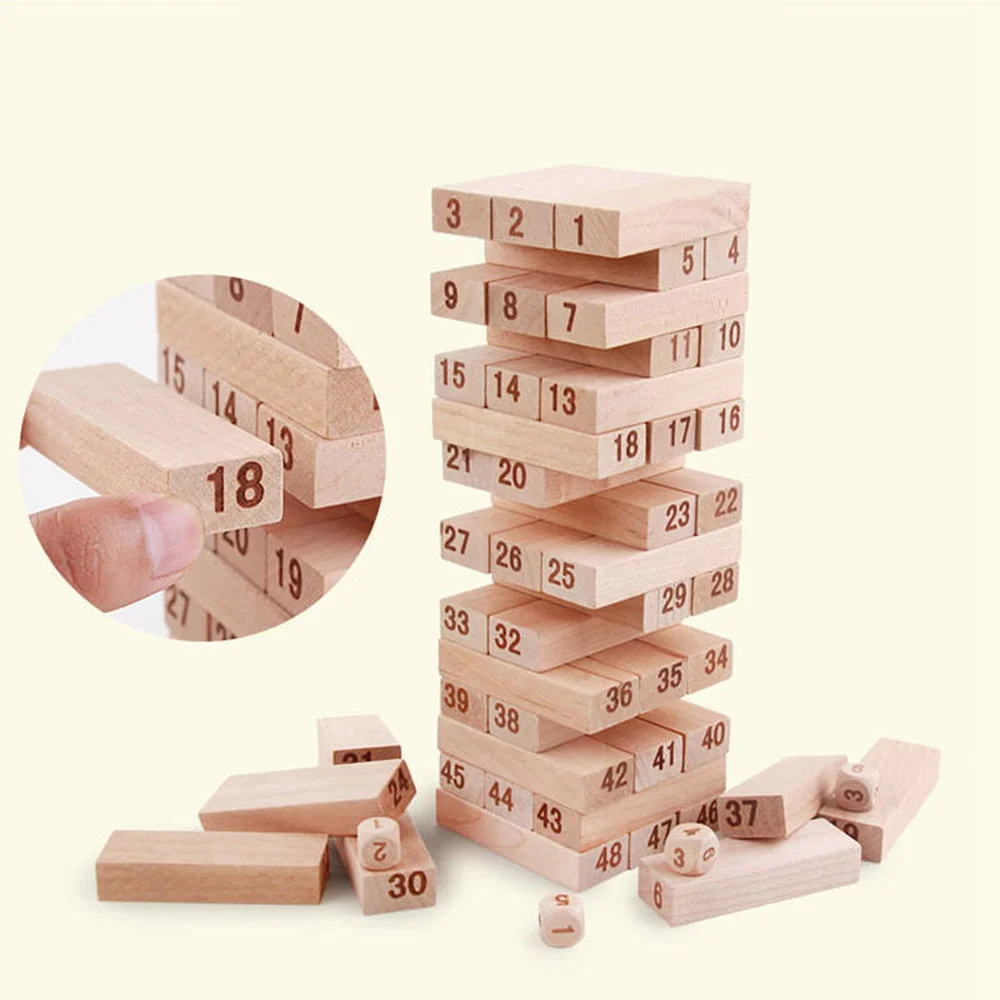 New 54 Pices Creative Novel Wooden Digital Building Block Brain Game Entertainment Intelligence Interaction Toys