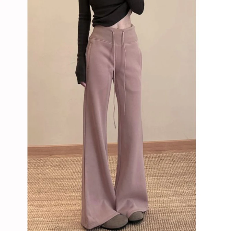 2025 الكلاسيكية الكورية المرأة رقيقة متوهج Sweatpants الفتيات شيك عالية الخصر مستقيم الساق السراويل Hot البيع سيدة بناطيل كاجوال #3