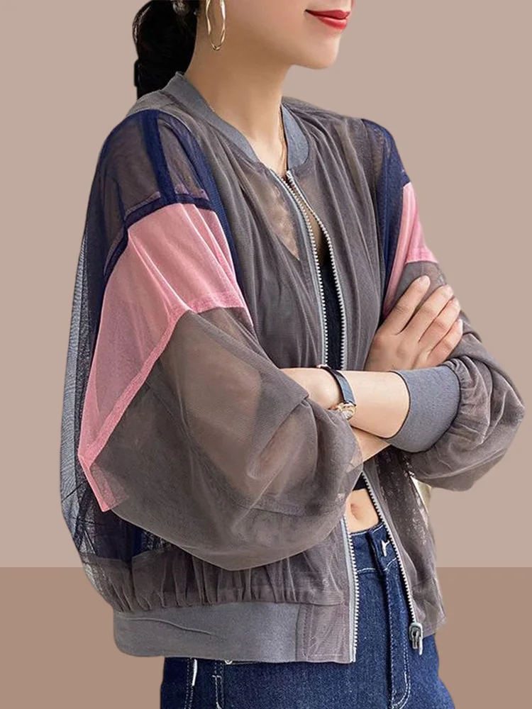 

Women's Summer New 2026 Ice Silk UV Protection Clothing Thin Outerwear Short Cardigan Loose Fit Long Sleeve Zipper Closure