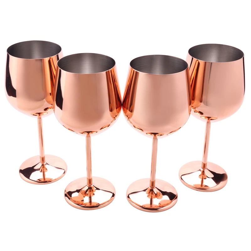 

Wine Glass Set Of 4 Stainless Steel Wine Glasses, Party Cups, Home Kitchen Hotel Restaurant Quality, 500Ml / 17 Ounces