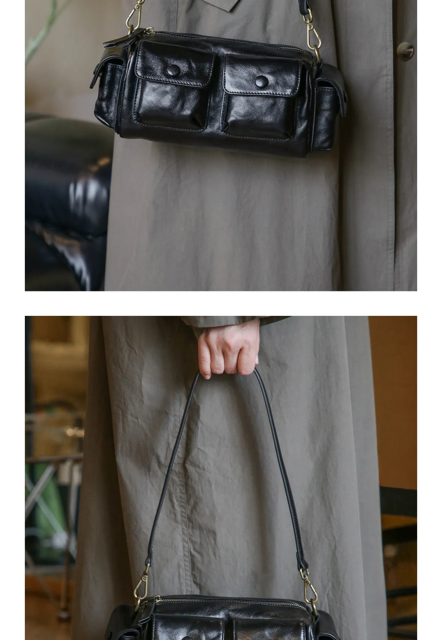 Designer-Handtasche aus handgefertigtem Rindsleder der ersten Schicht für Damen, lässige Reisetasche aus echtem Leder, Damen-Umhängetasche. – Detail 11