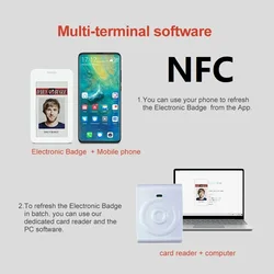 Eink expositor crachá cartão de identificação sem bateria nfc aplicativo móvel atualização digital conferência crachá etiqueta de exibição de tela etiqueta de preço