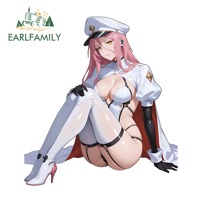 EARLFAMILY Maturity Anime Lady Car Stickers Attrative Alluring Host Laptop Decals Sitting Position Computer Funny Car Stickers