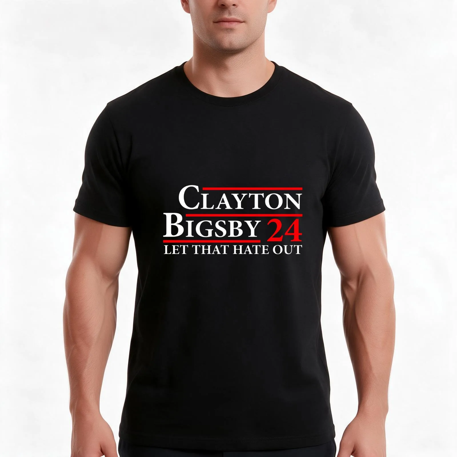 Clayton Bigsby 24 Let That Hate Out T-Shirt, Summer Casual Cotton Tee, Oversized Streetwear Tops, Vintage Graphic Print
