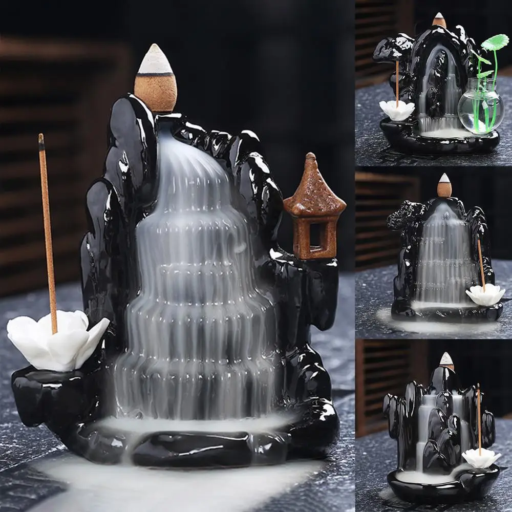 1Pc Backflow Incense Burner Waterfall Ceramic Smoke Censer Handicraft Home Decor курильница