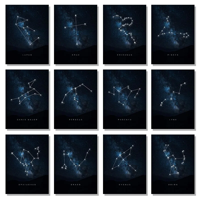 Sagittarius Orion Aquarius Gemini Taurus Pegasus Space Constellations Poster Canvas Painting Wall Art Picture for Room Decor