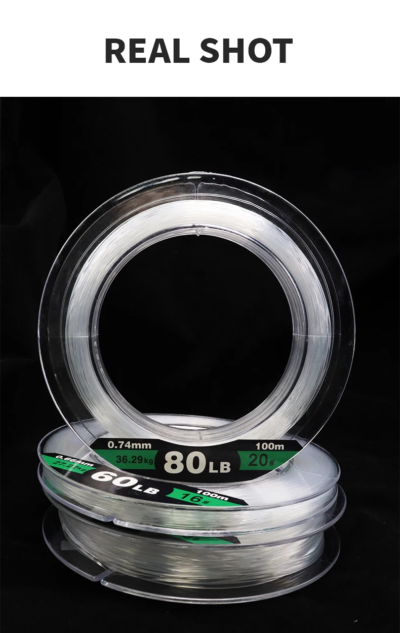 50/100M Meer Angeln Nylon Linie 30-180LB Transparent 10-82KG Starke Zugkraft Sub-linie Salzwasser boot Angeln Zubehör – Detail 10