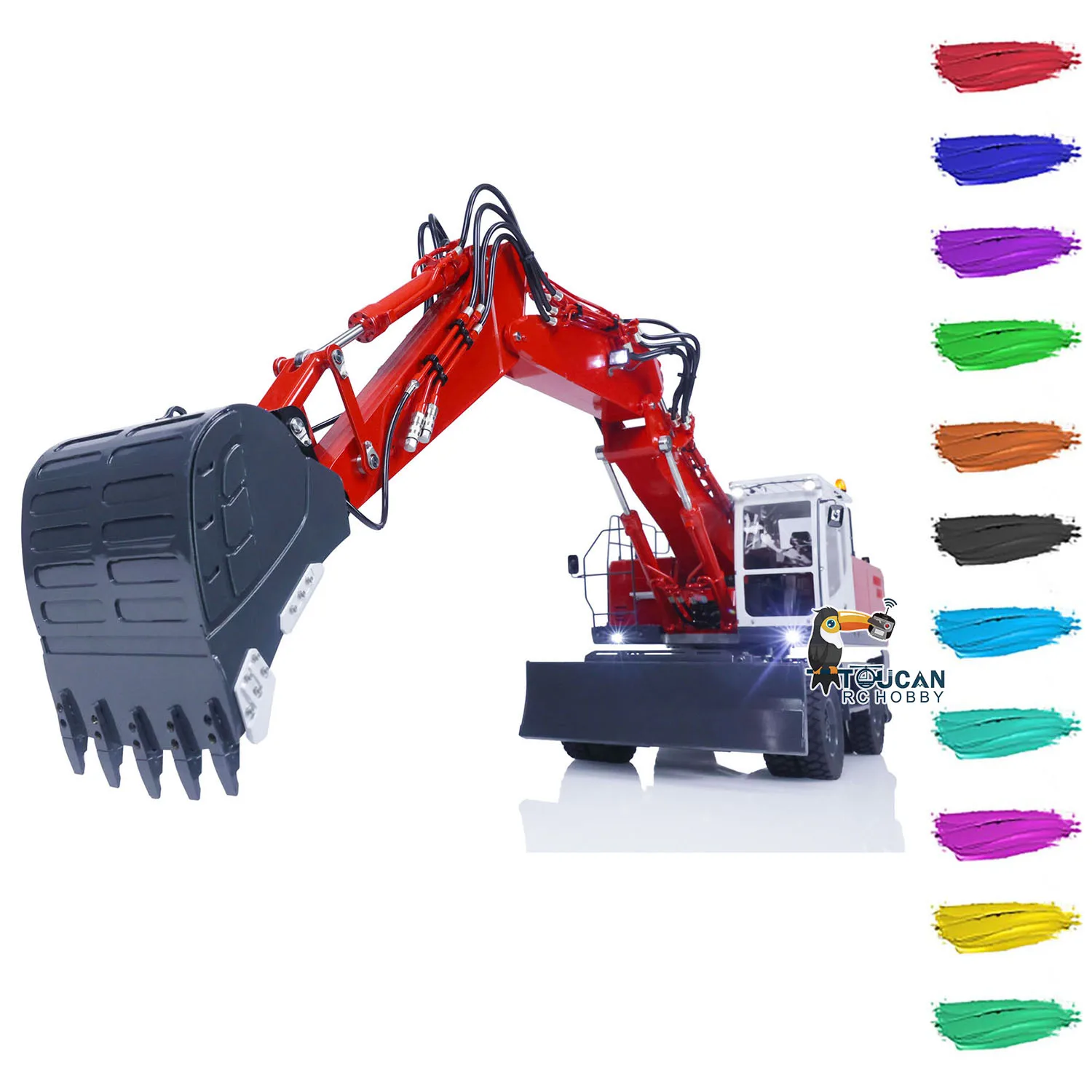 LESU ET30H RC Hydraulic Excavator Upgrade 1/14 3 Arms Wheel Digger RTR PL18EV Remote Control Painted TOUCAN HOBBY Model THZH1619