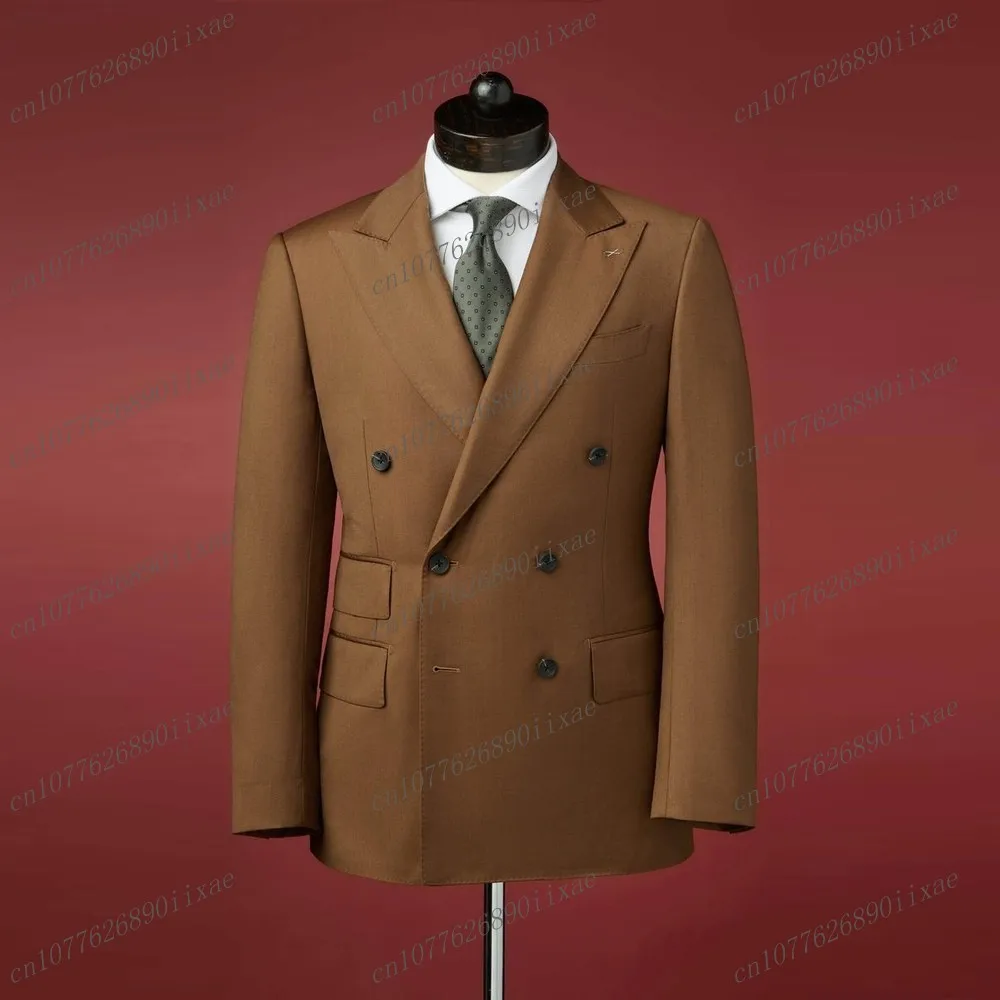 

Новый коричневый мужской пиджак для деловых торжественных случаев, офисное пальто, повседневная рабочая куртка для выпускного вечера, модный мужской костюм для свадебной вечеринки C3