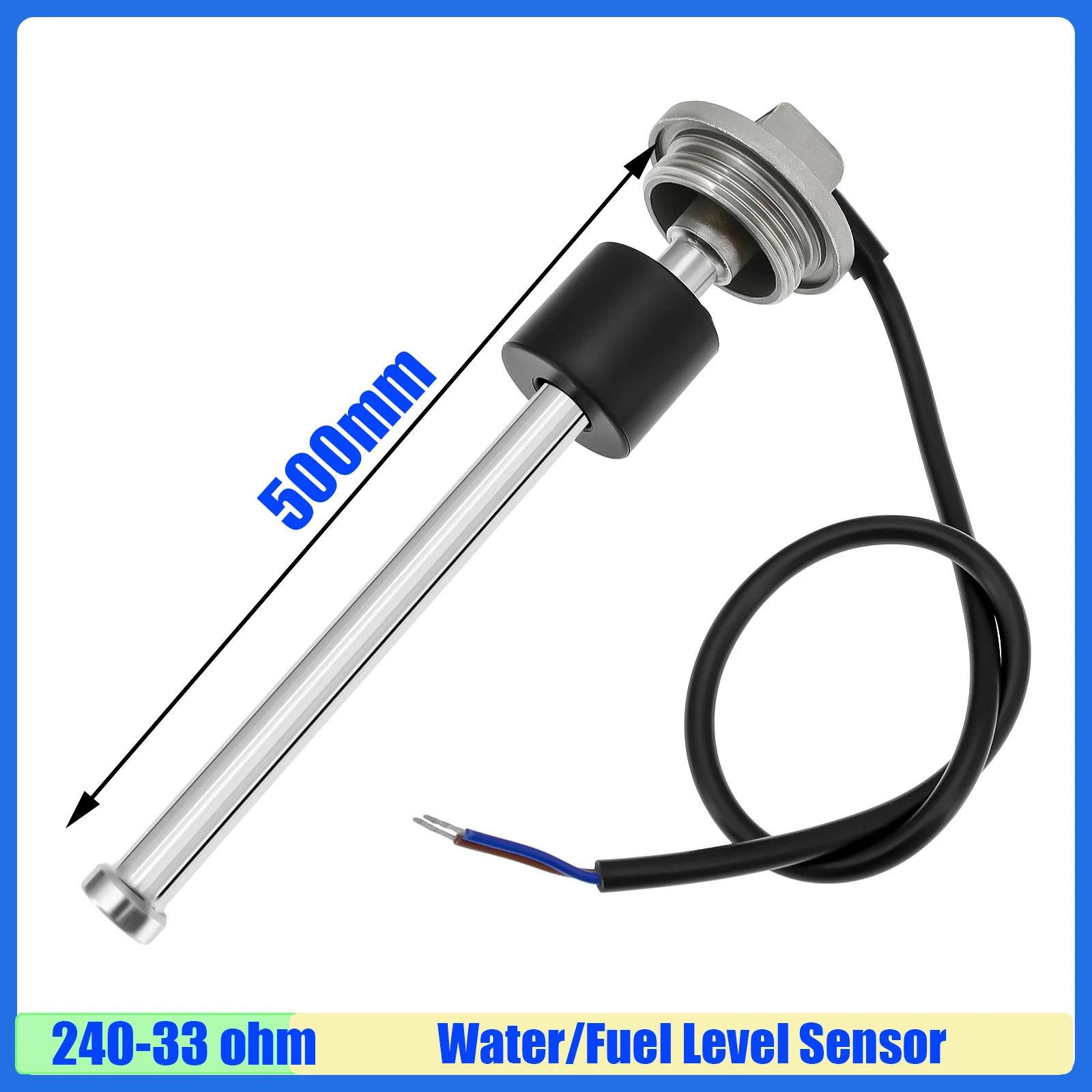 Customized 240-33Ohm Fuel Level Sensor for Water Level Oil Fuel Gauge Marine Auto Car Stainless Steel Fuel Float Sensor 500mm