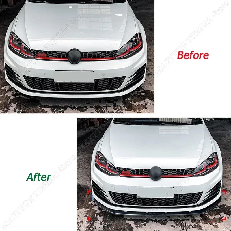 For VW Golf MK7 GTI R Rline 2013 2014 2015 2016 ABS Gloss Black Car Front Bumper Lip Splitter Spoiler Diffuser Body Kit Tuning