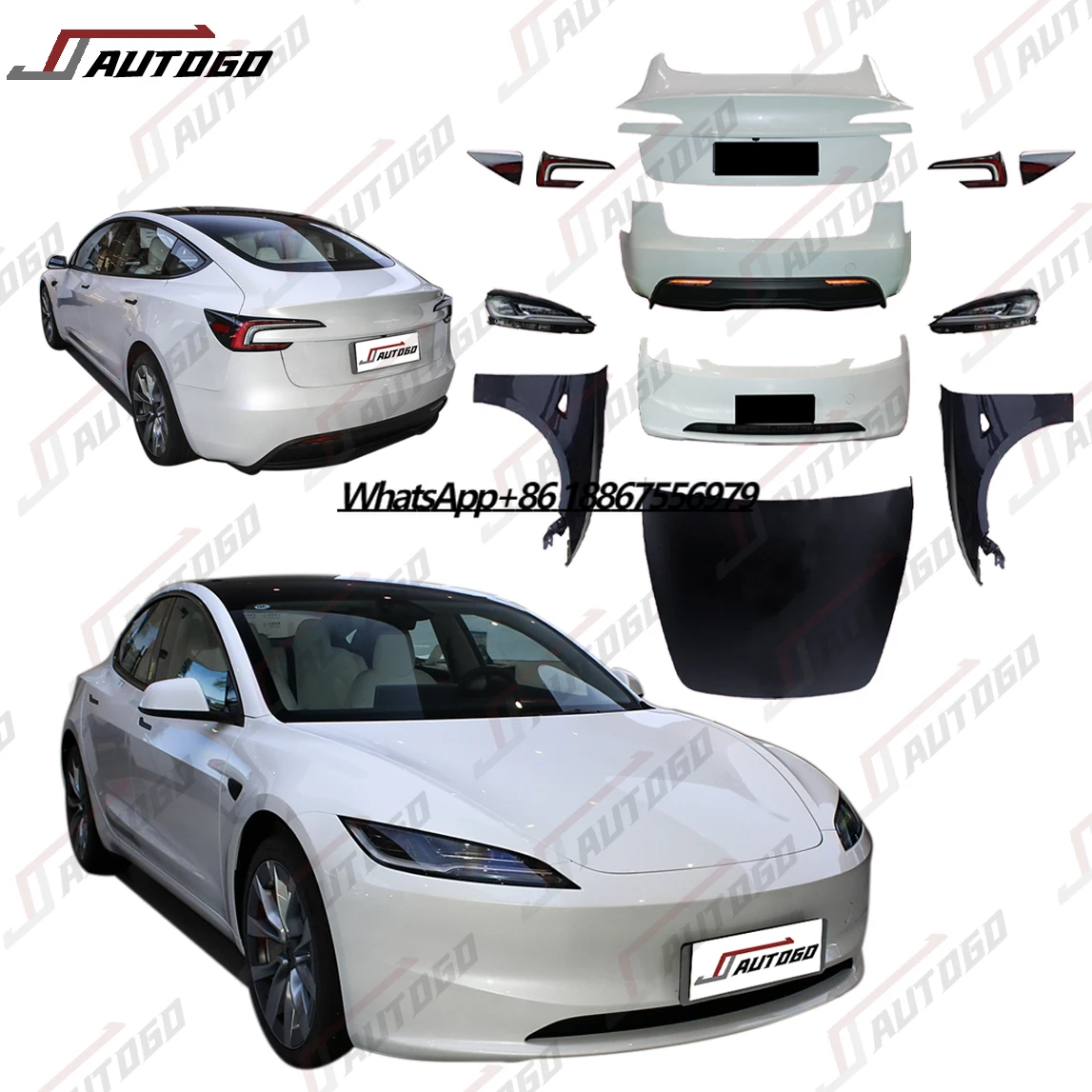 Auto Modification Conversion Facelift Refit Retrofit Old to New Body Kit for Model 3 2016-2022 Upgrade to 2023 Model 3+