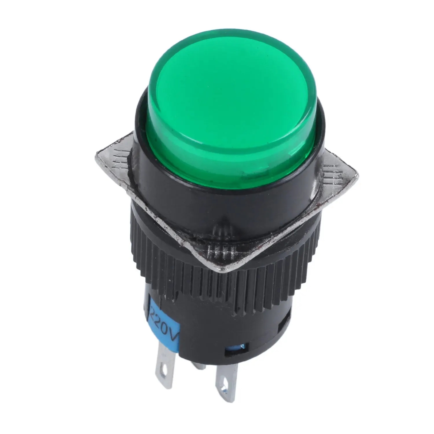 Button Switch with bright AC 250V 5A SPDT 1NO 1NC 5 Pins Latching Green Push Button Switch w 220V LED Lamp