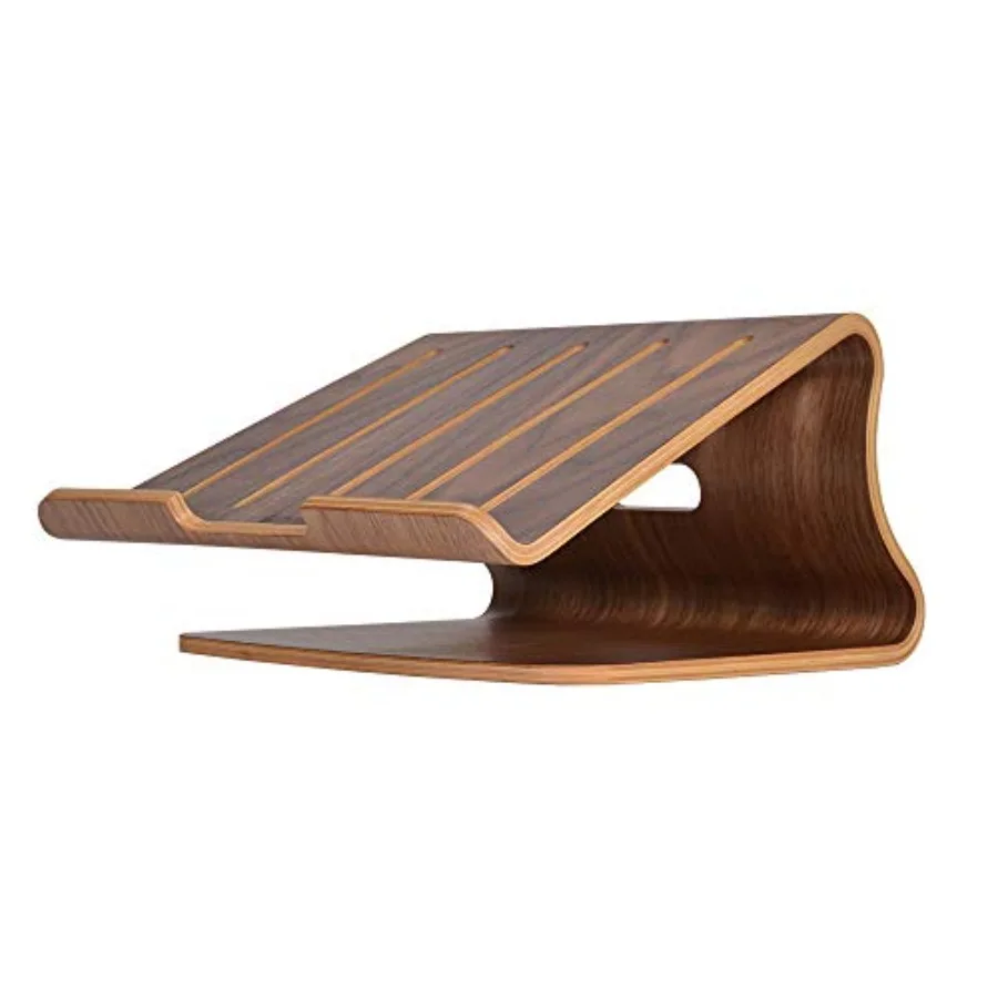 

Wood laptop stand for desk walnut finish natural wood material ergonomic cooling holder with heat dissipation design for most l
