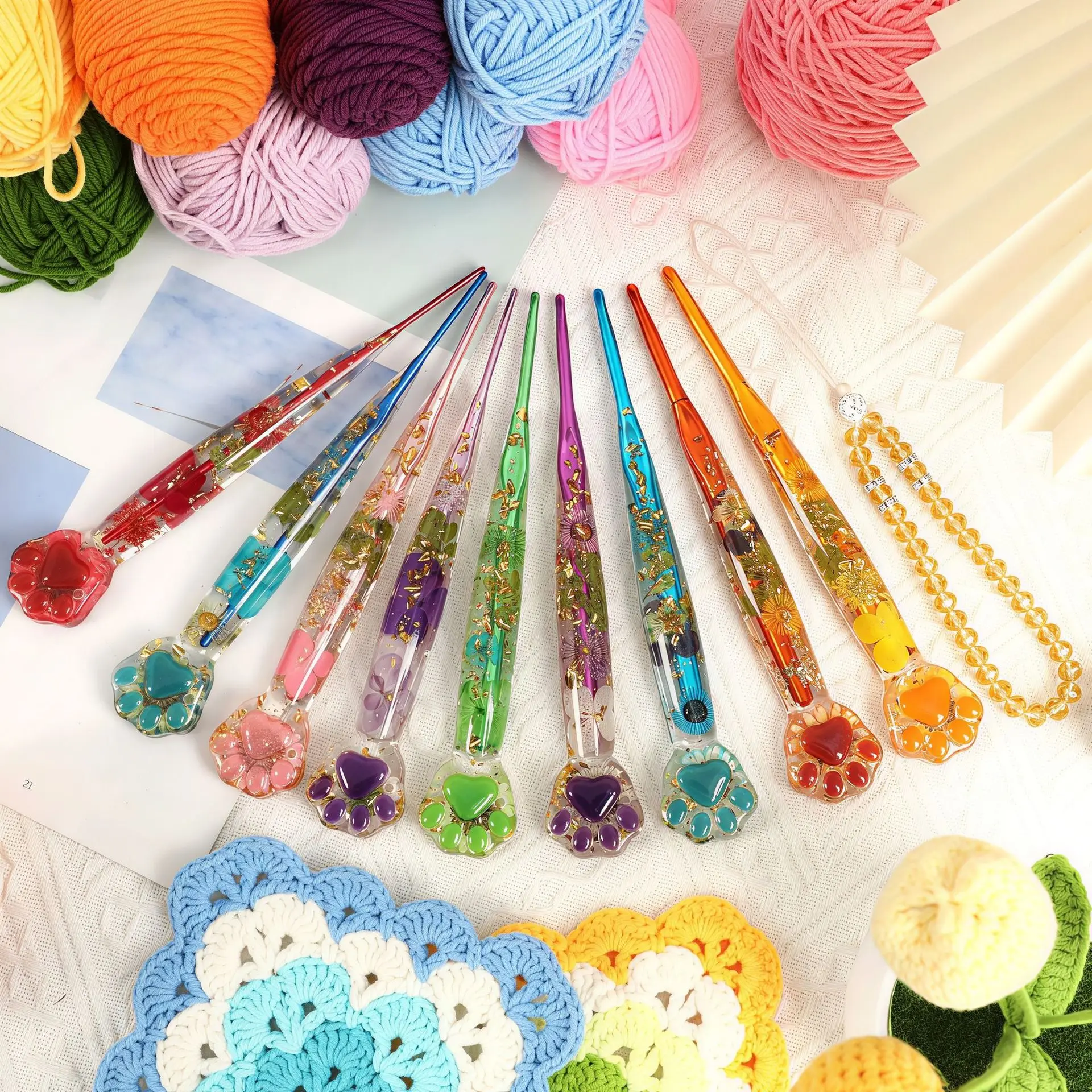1Pcs 2.0-6.0mm Cat Claw Shaped Crochet Hook Knitted Wool Drop Glue Crochet Hooks Drop Glue DIY Knitting Crocheting