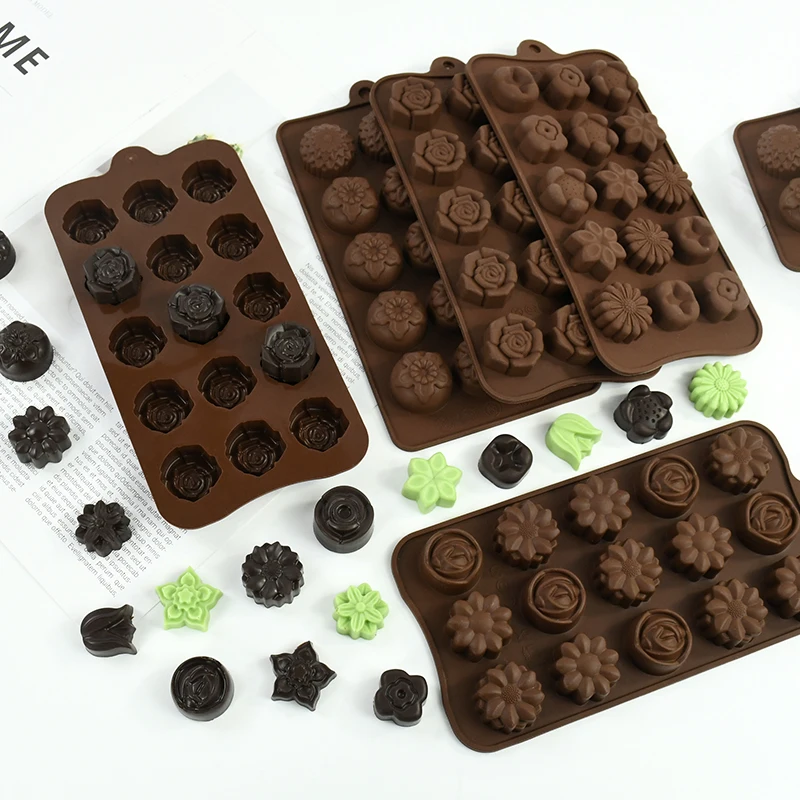 

1pc Silicone Chocolate Mold Non-stick Silicon Cake Mould Jelly Candy Ice Flower Mold 3D DIY Chocolate Baking Tools
