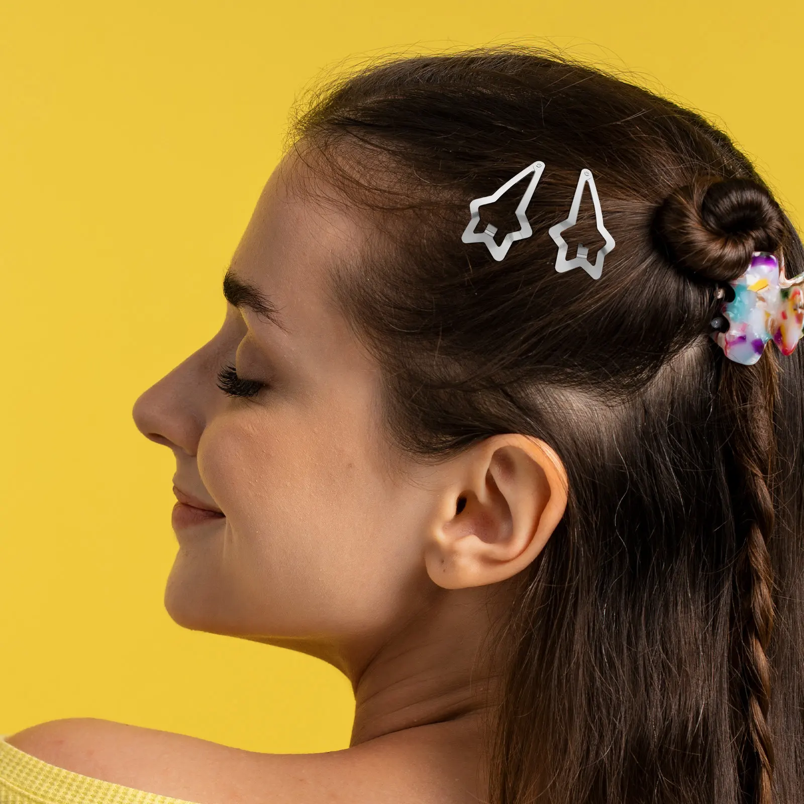 

50 шт. Заколки для волос в форме звезды, стильные металлические заколки для женщин, нескользящие аксессуары для волос, милые заколки в форме звезды для боковых прядей и челки