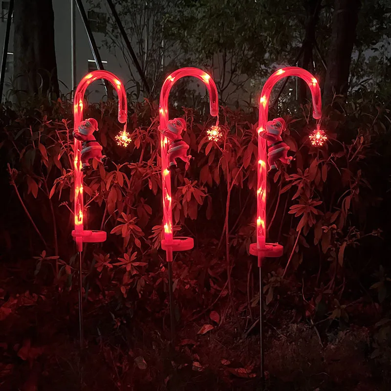 Luce solare a LED decorativa natalizia con bastoncino di zucchero, luce da esterno, utilizzata per la lampada da giardino da giardino stradale, regalo di Natale  39