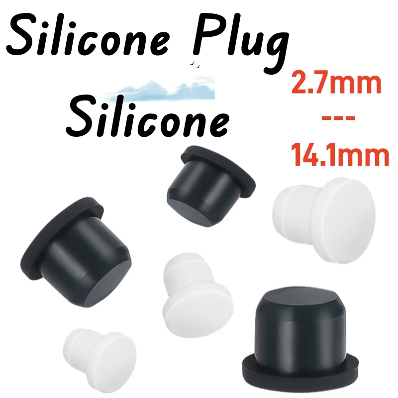 10-100pcs 2.7mm-14.1mm White/Black High-Temperature Resistant Silicone Plug Rubber Plug T-Shaped Solid Threaded Hole Blind Cover