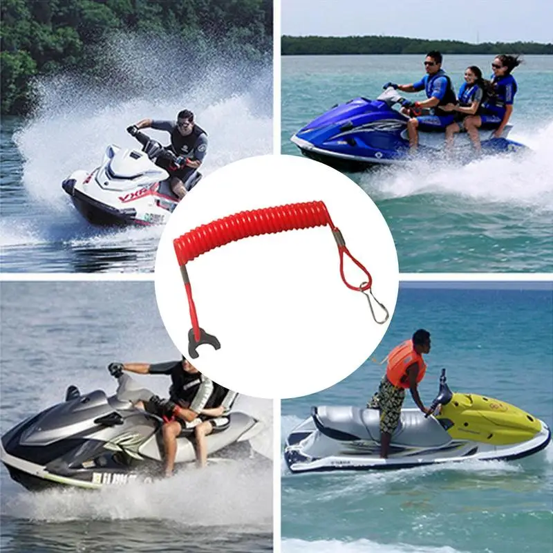 Boat Outboard Engine Motor Lanyard Start Stop Safety Lanyard Urgency Flameout Rope Boat Engine Motor Stop Switch Flexible Urgenc