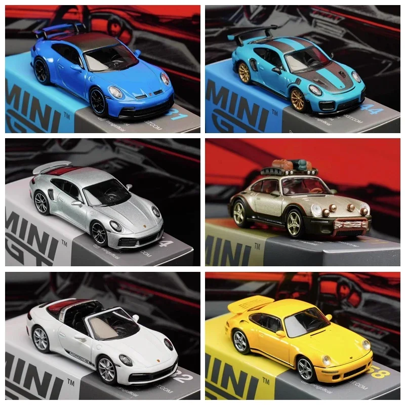 1:64 Porsche 911 perak Turbo S model mobil simulasi die cast, koleksi dewasa bagian, mainan anak laki-laki, hadiah liburan anak-anak