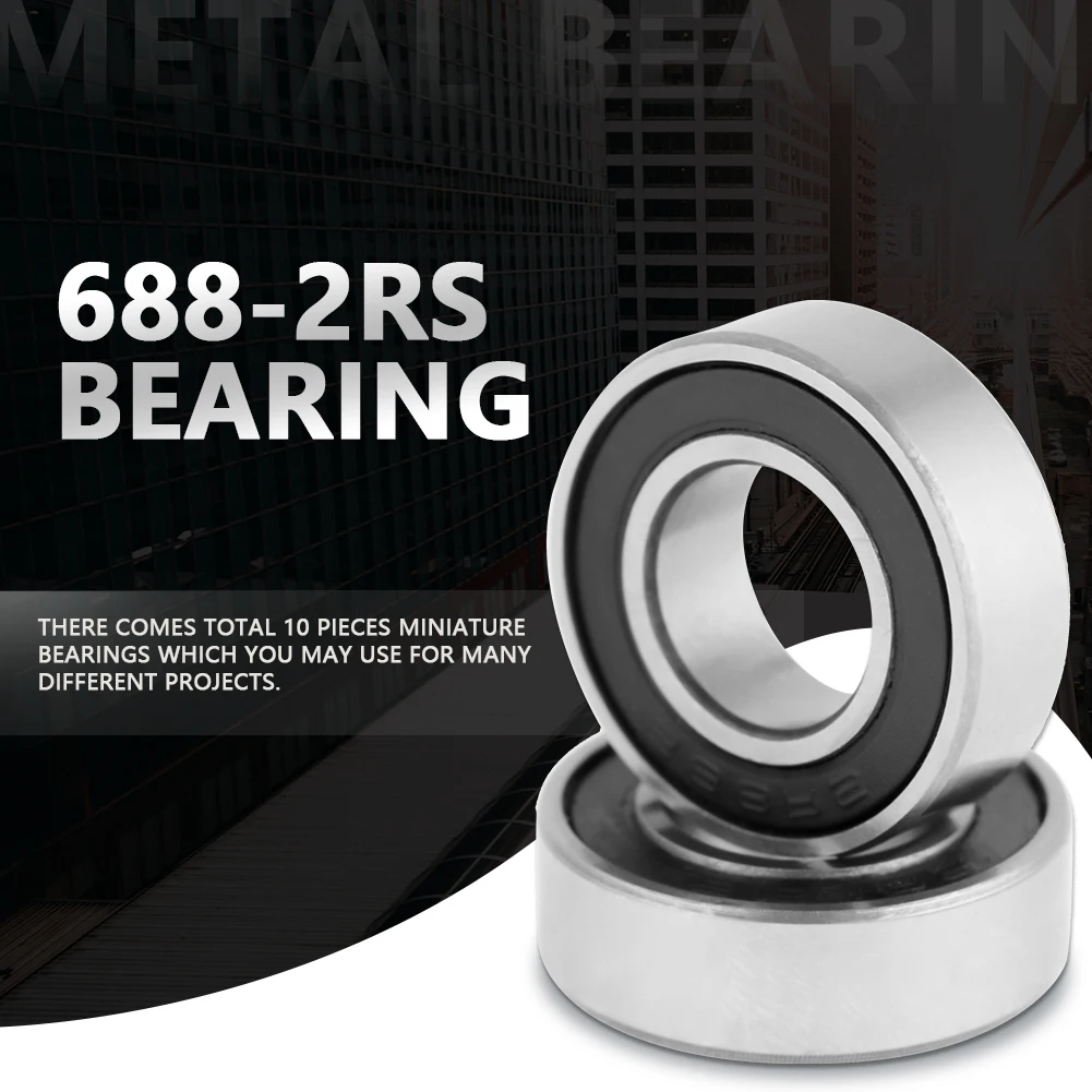 688-2RS Rubber Sealed   Ball Bearings 8x16x5mm 688-2RS Bearing Metal Bearing Ball Bearing Rubber Sealed Bearing