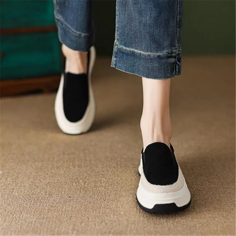 Women\'s Flat Platform Shoes Casual Slip on Loafer For Women Wedges Shoes Ladies Thick Sole Shoe 2023 Spring Autumn Women Loafers