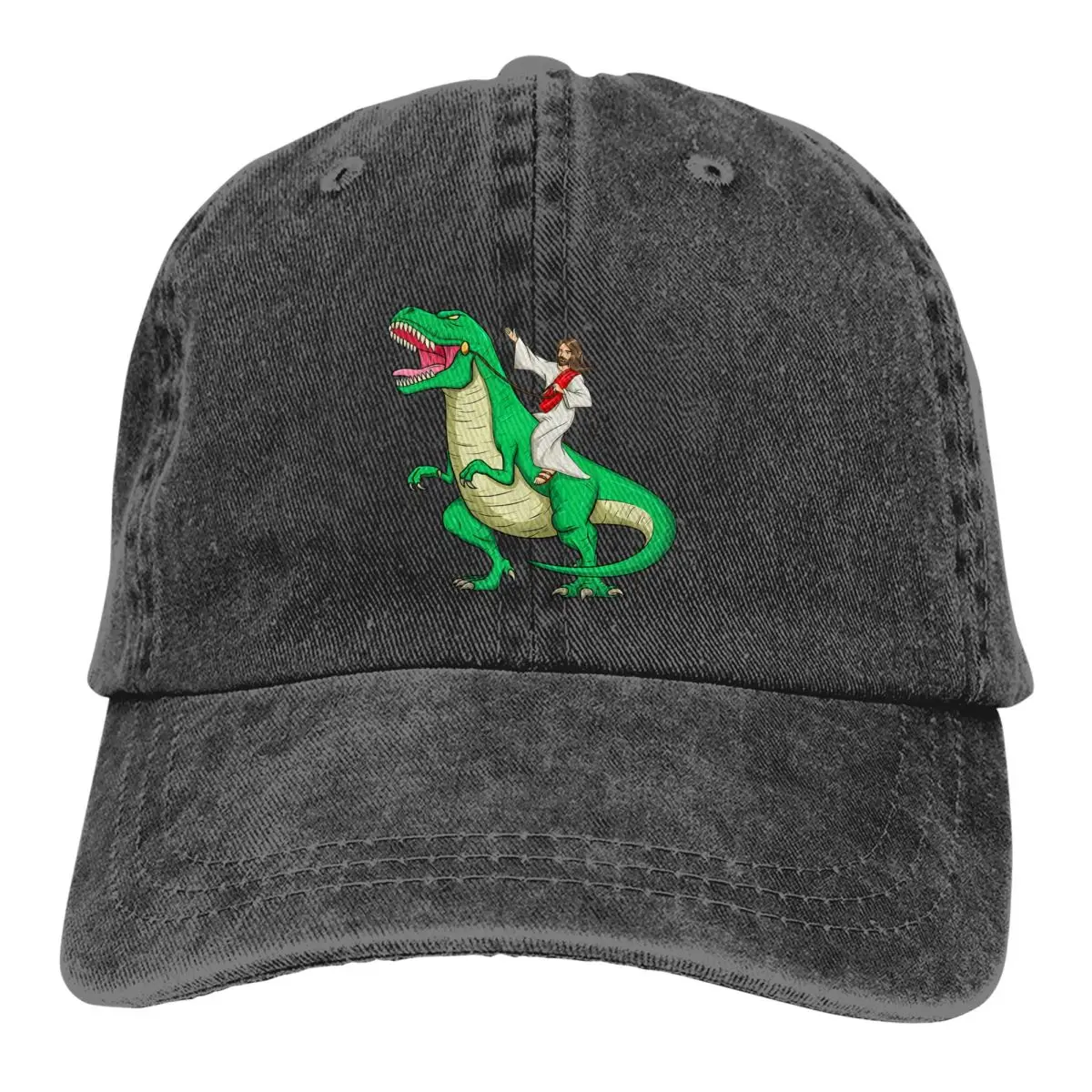 Riding Dinosaur Funny Parody Tyrannosaurus Rex TRex Baseball Caps Peaked Cap Jesus Sun Shade Hats for Men Women