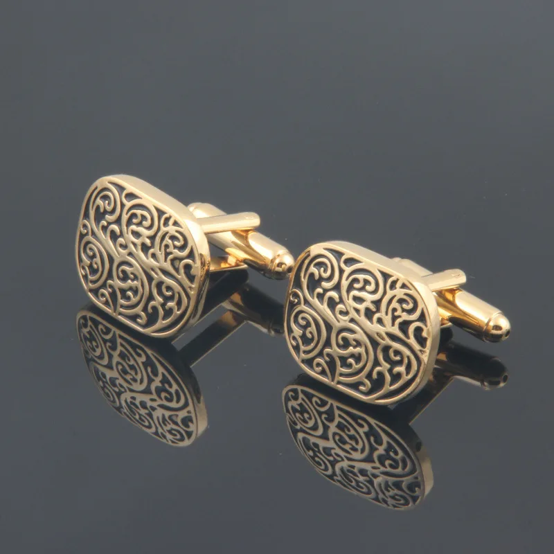 Fashion Black Four-Leaf Clover French Cufflinks Alloy Electroplated Geometric Love Simple Carved Sleeve Button Wholesale