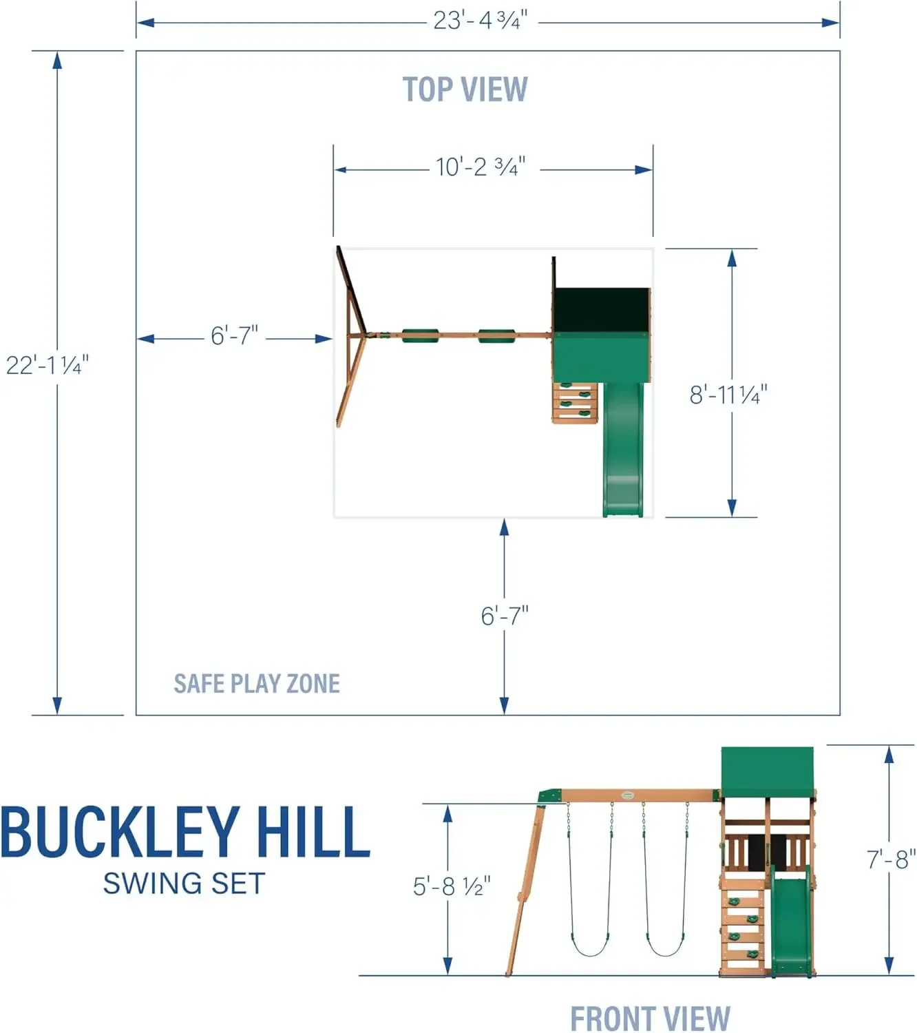 Discovery Buckley Hill Wooden Swing Set, Made for Small Yards and Younger Children, Two Belt Swings, Covered Mesh Fort