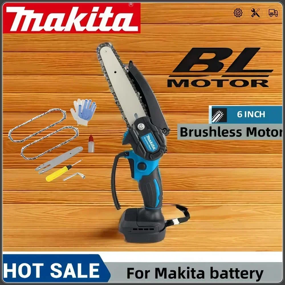 Бесщеточная бензопила Makita 18 В, маленькая ручная электрическая 6-дюймовая лесозаготовительная пила для деревообработки, мини-портативная бензопила