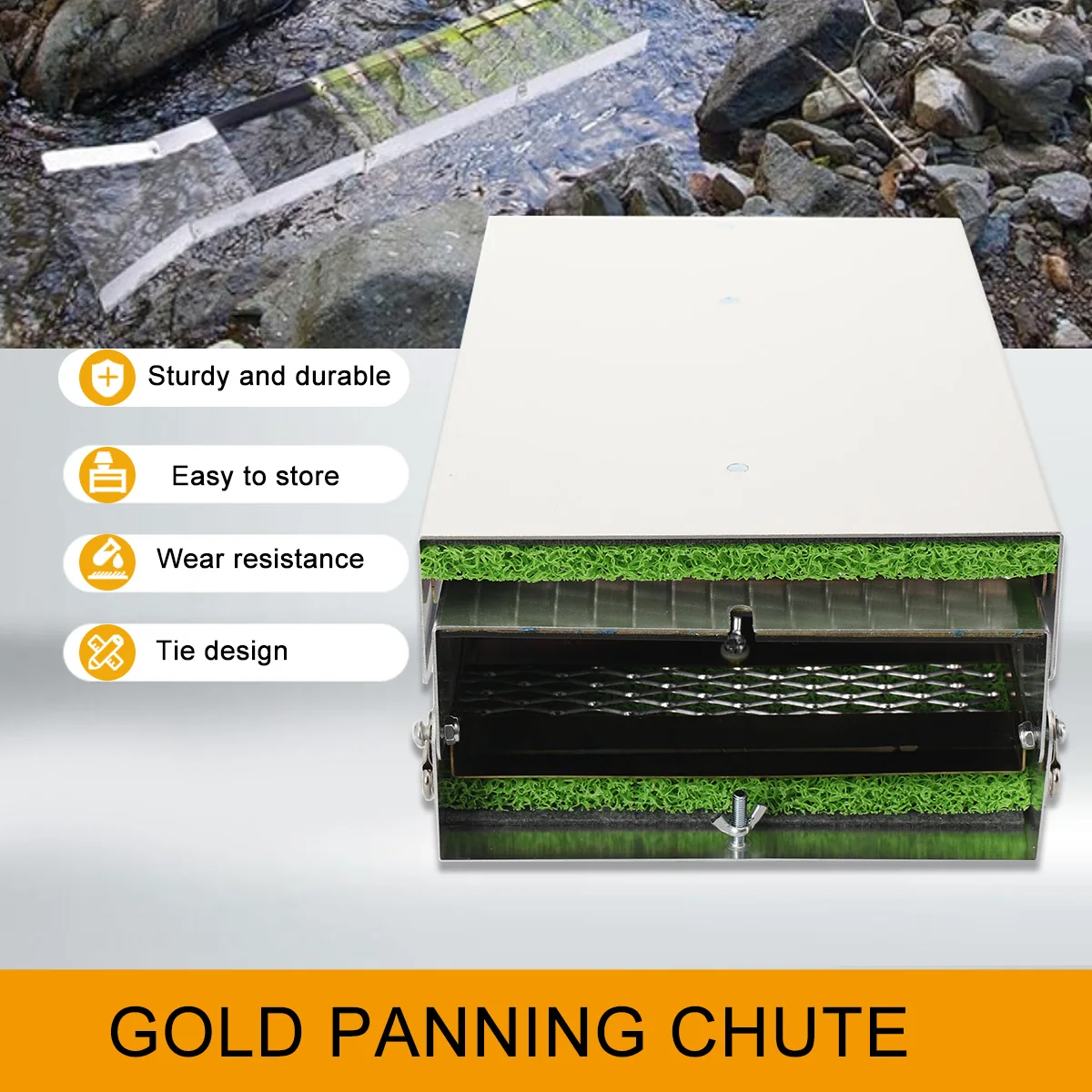 Faltbare Goldwaschrinne aus Aluminiumlegierung – Hochwertiges, tragbares Goldschürf- und Aufbereitungswerkzeug für die Goldgewinnung – Detail 5