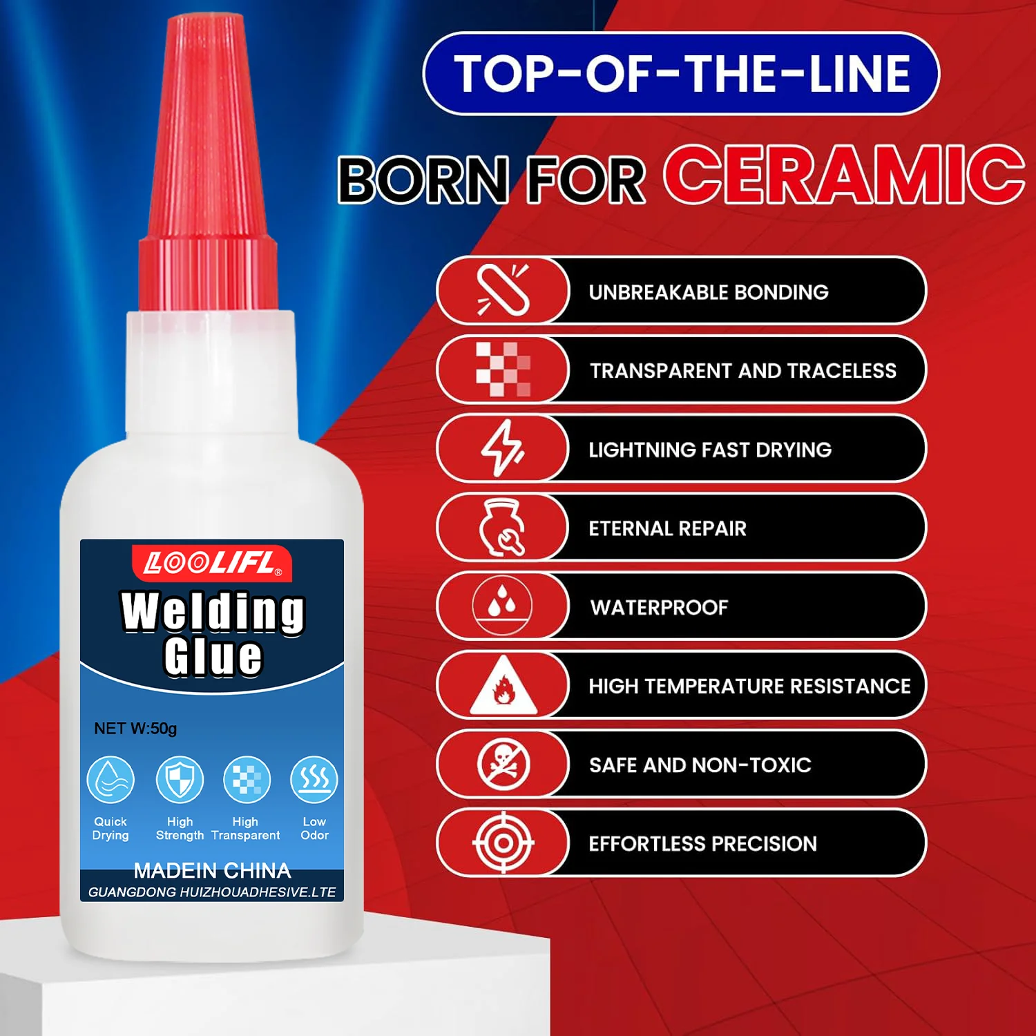 Ceramic glue, super glue, transparent enamel adhesive, suitable for repairing porcelain, pottery and bone china, waterproof