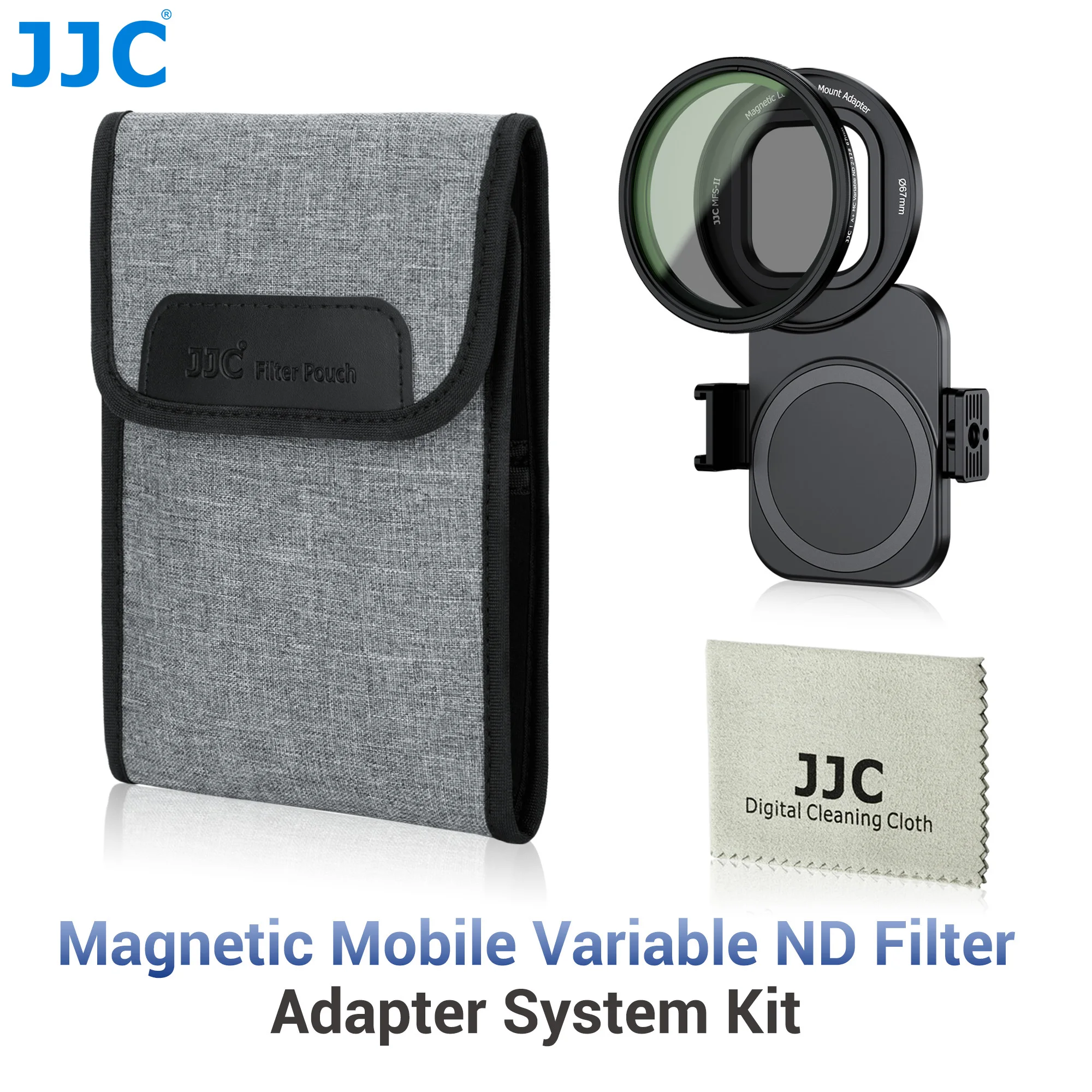 JJC 67mm Magnetic Phone Lens Filter Adapter ND2-128 Filter Set for iPhone 16 15 14 Pro Pro Max Plus Phone Lens Filter with Pouch