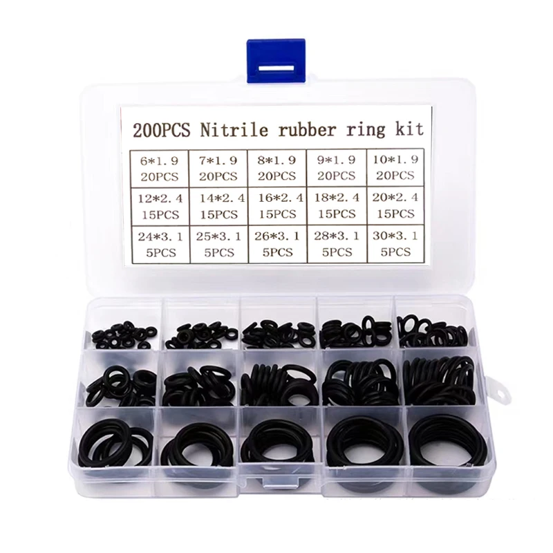 175-225pcs Rubber O-ring Boxed For Faucet Hose Connector Seal Valve Water Proof Machine Oil Proof Washer Combo Set Accessories