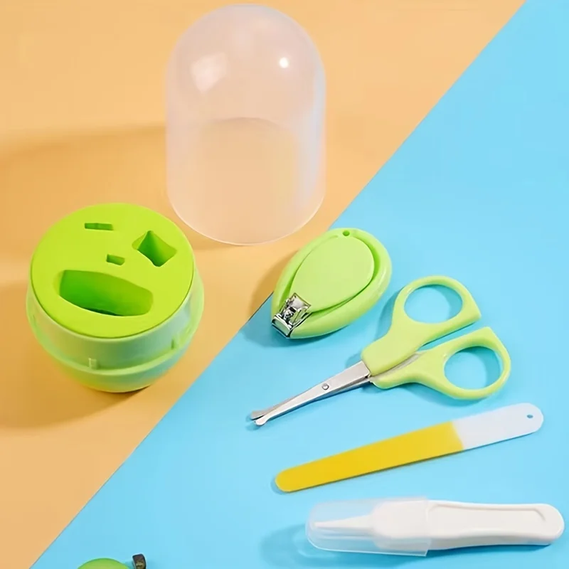 Juego de cortaúñas para bebés, Kit de aseo para bebés, juego de cuidado para bebés 4 en 1, cortaúñas para bebés, tijeras, lima de uñas, pinzas, 4 Uds.