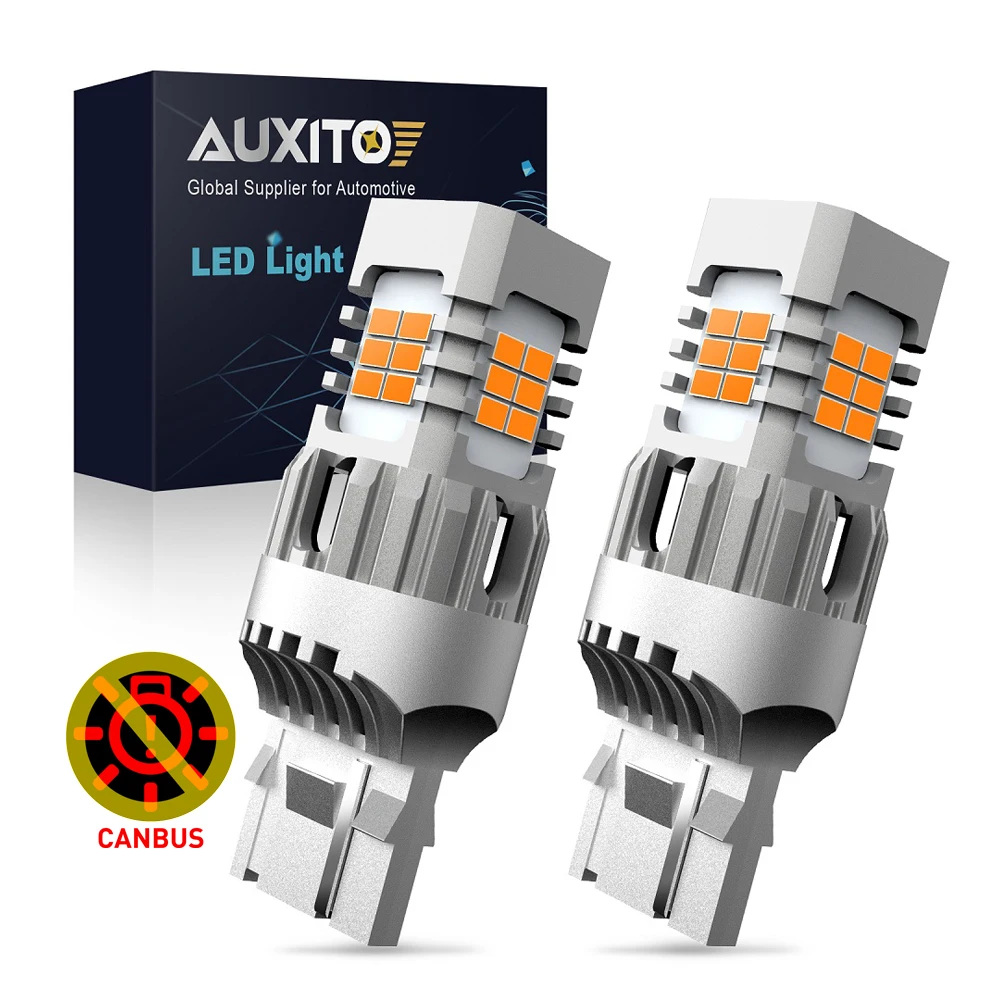 AUXITO 2Pcs 7440 WY21W T20 LED Canbus Amber No Hyperflash W21W 7440NA LED Error Free Car Turn Signal Light Bulbs Auto lamp 12V