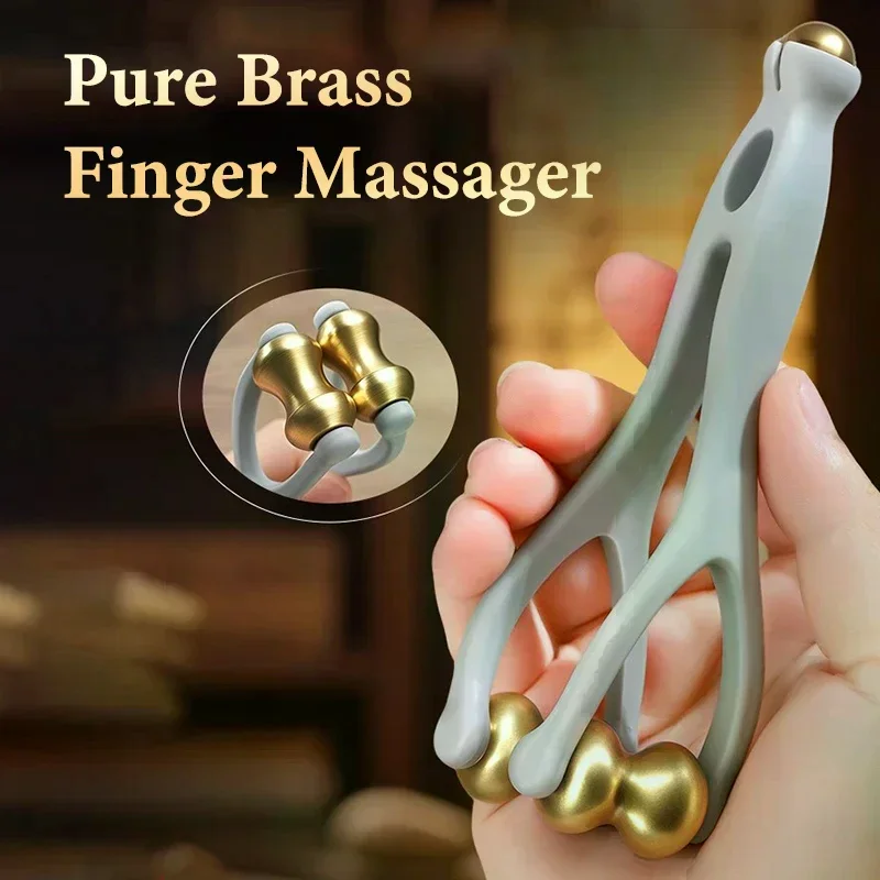 

Finger Massage Dual-Row Roller Brass Roller Design Easy Use Relieve Finger Fatigue Promote Blood Portable Finger Massage Tool