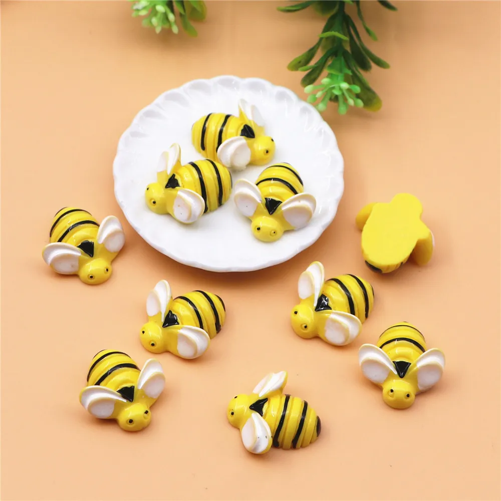 10pcs Kawaii Cartoon Animal Bee Resin Flatback Cabochon DIY Decorative Craft Scrapbooking Accessories,19*20mm