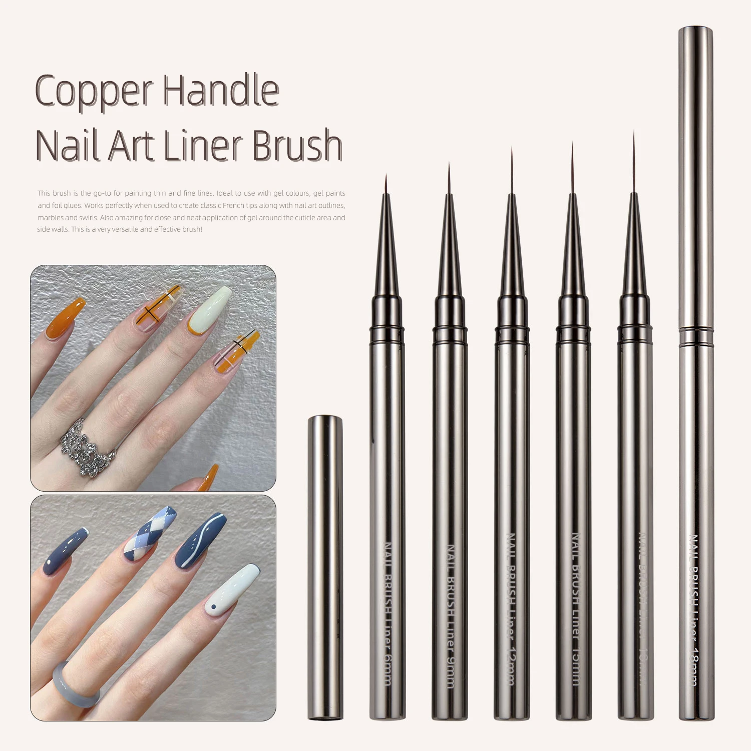 3/5PCS Nail Art Liner Brushes Hand Painted Brush Acrylic UV Gel Builder Drawing Pen DIY Manicure Design Accessories