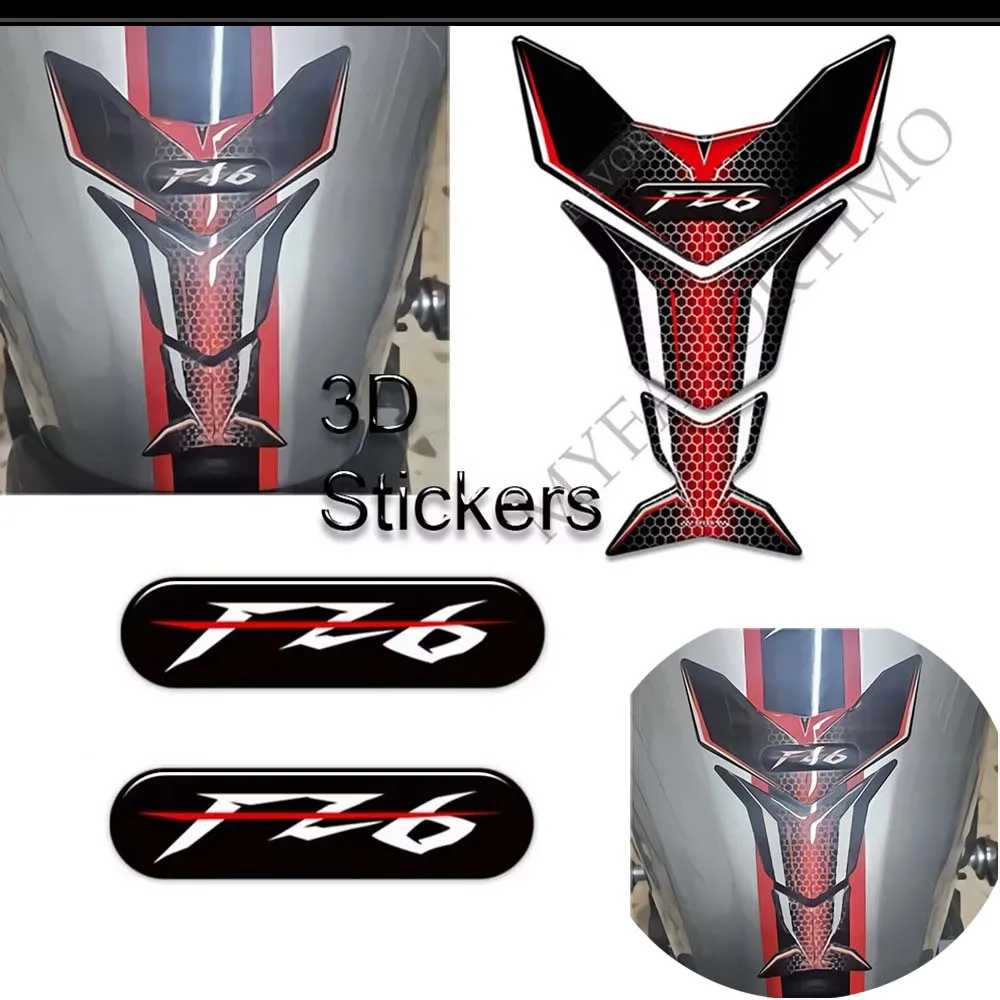 

Motorcycle Tank Pad Gas Fuel Oil Kit Knee Emblem Logo Fairing Fender Windshield Stickers Decal For Yamaha FZ6 FZ6S FZ6N Fazer