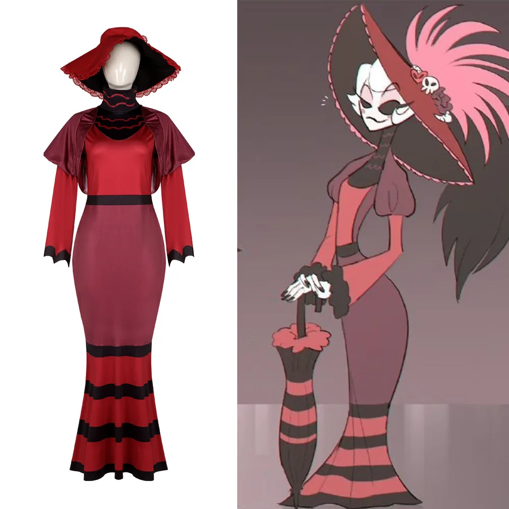 

Костюм Hell Inn Rosie The Devil, красное длинное платье, наряд для косплея, костюм для выступления на Хэллоуин