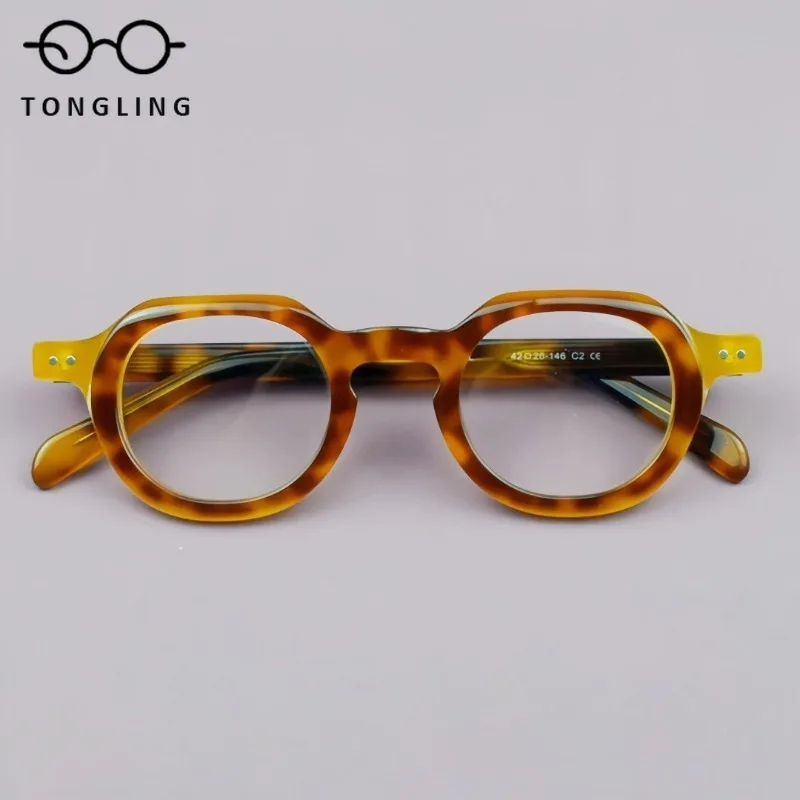 2026 HighQuality Retro Men Trendy OvalShaped Fashionable Women Handcrafted Premium Acetate Artistic Personalized Eyeglass Frames
