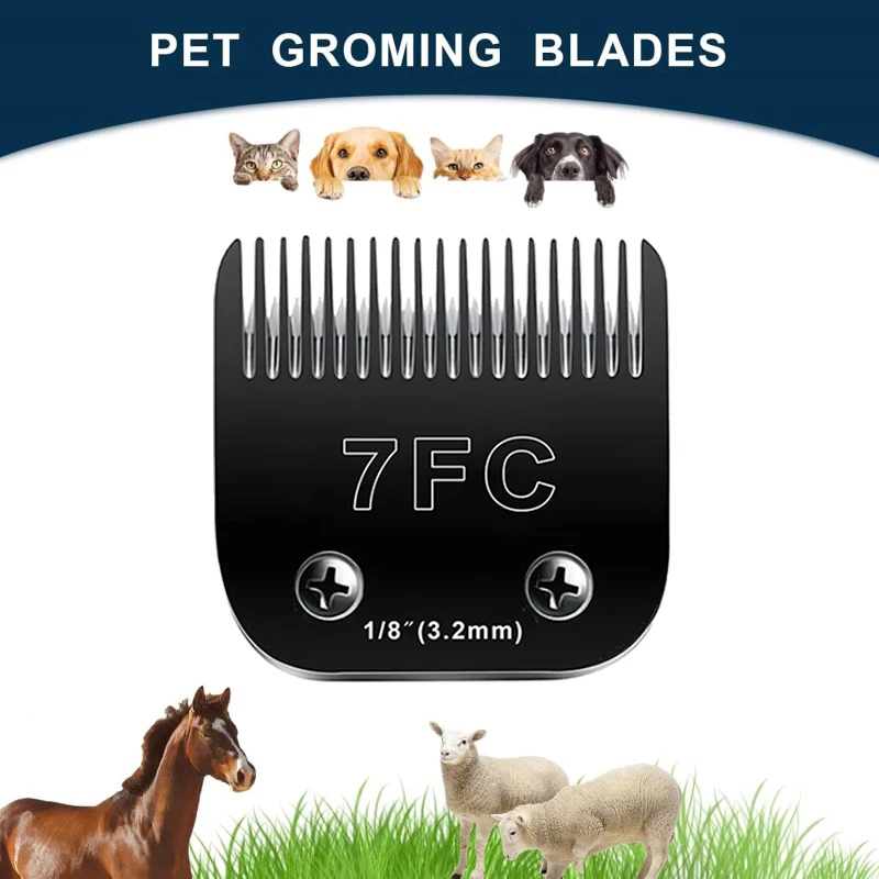 

7FC Detachable Pet Dog Clipper Blade Set Compatible With For Most Andis, Oster A5 , Wahl KMClippers，Ceramic &Carbon Steel Blade
