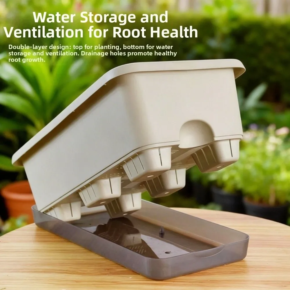 Rectangular Self Watering Planter with Drain Hole Plastic Planter Flower Pot Breathable Deepened Widened Flower Trough