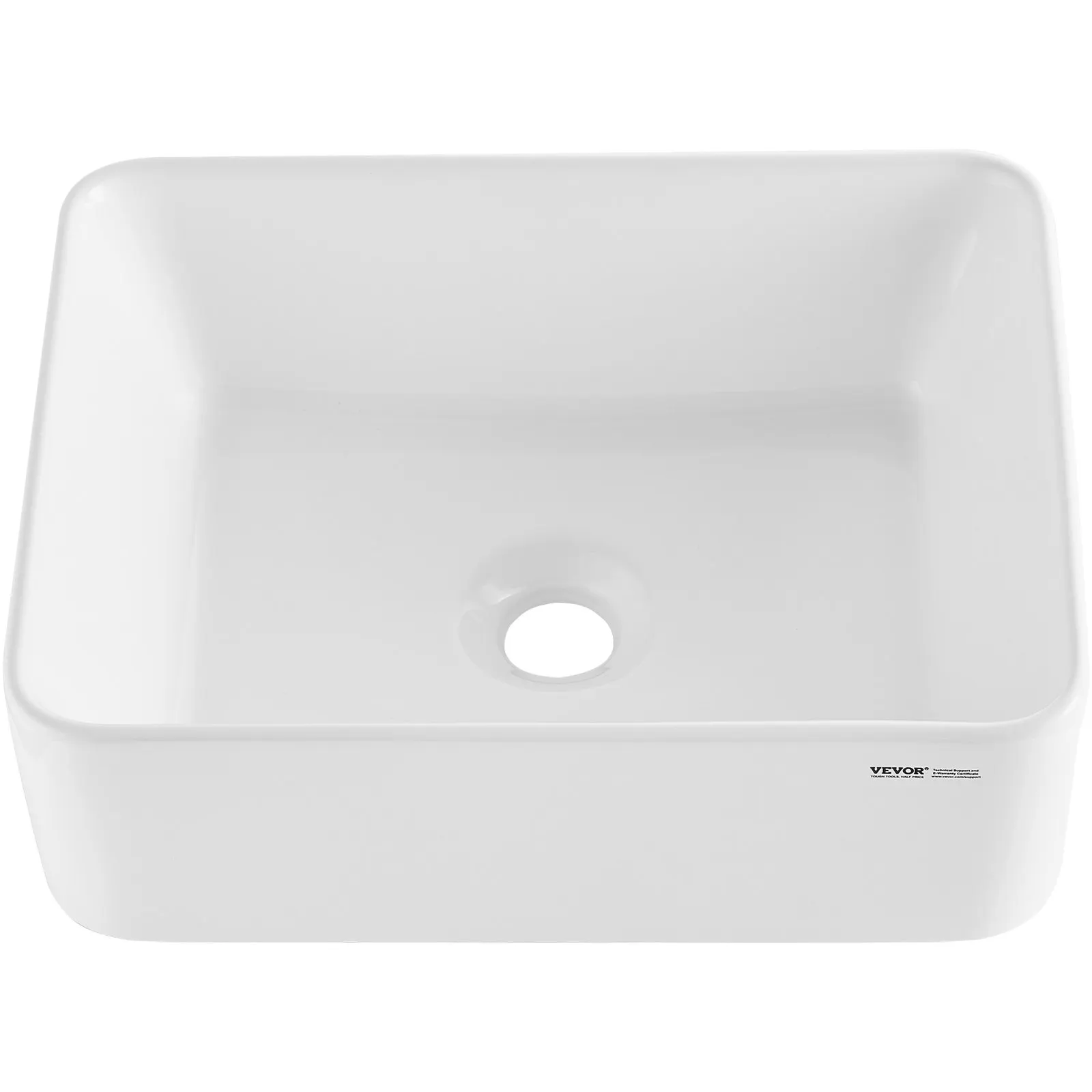 

Rectangle Vessel Sink, 16" X 12" Bathroom Vessel Sink Countertop, White Ceramic Bathroom Sinks Above Counter, Modern Style,
